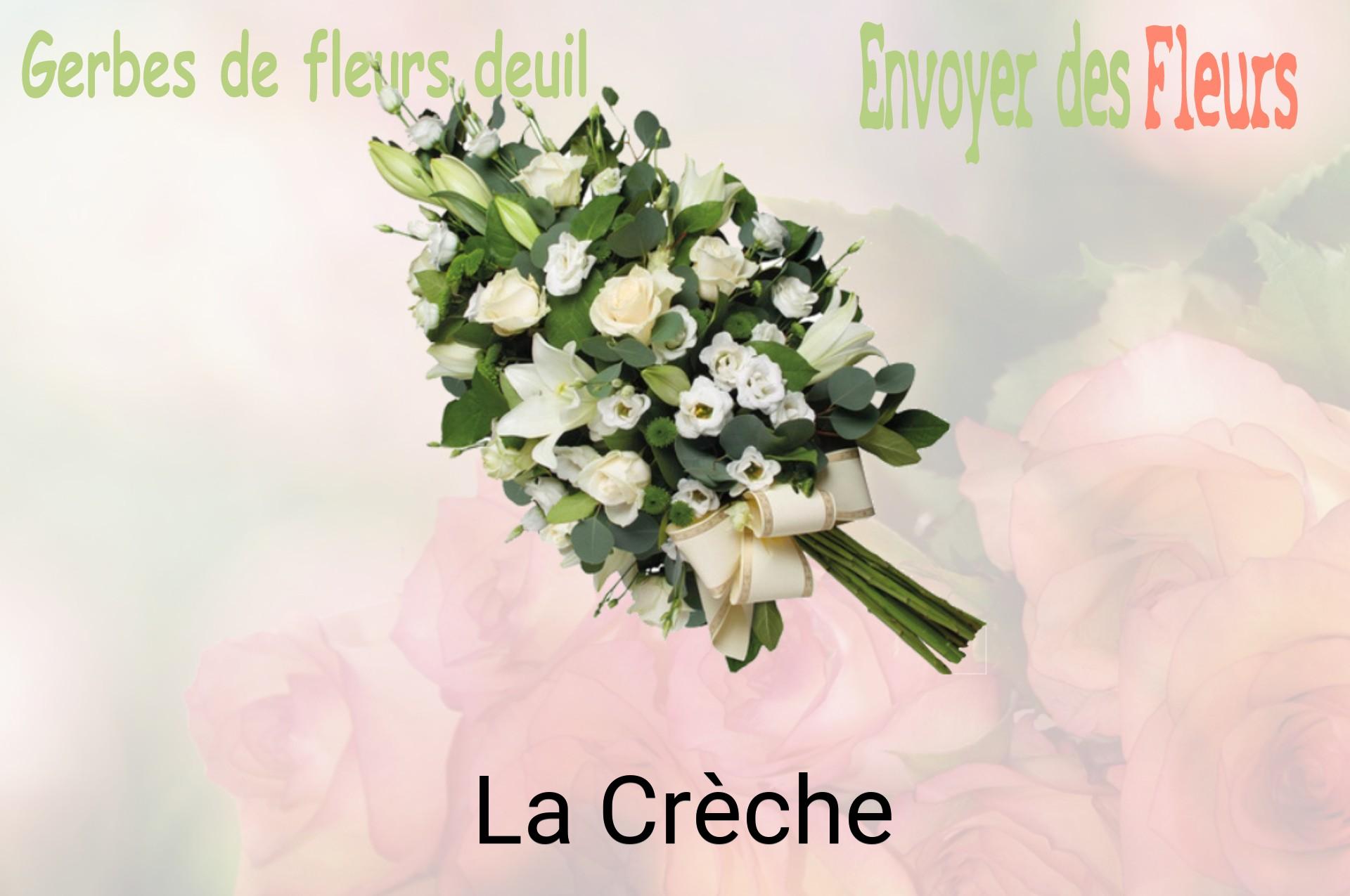 Gerbe de fleurs de deuil livrée à La Crèche